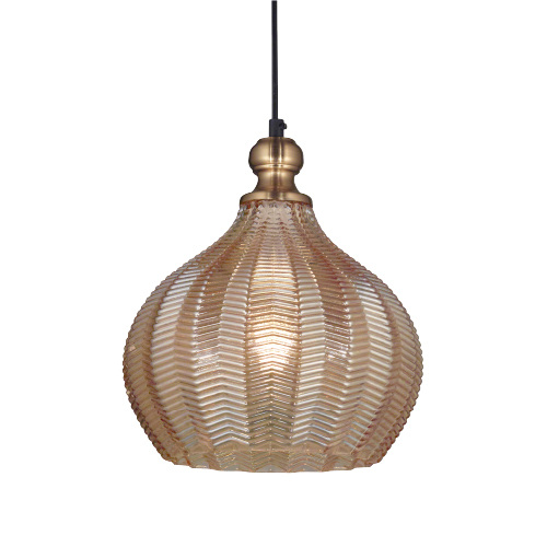 Colgante 1 luz E27 vidrio diámetro 23cm, alto 19cm ambar